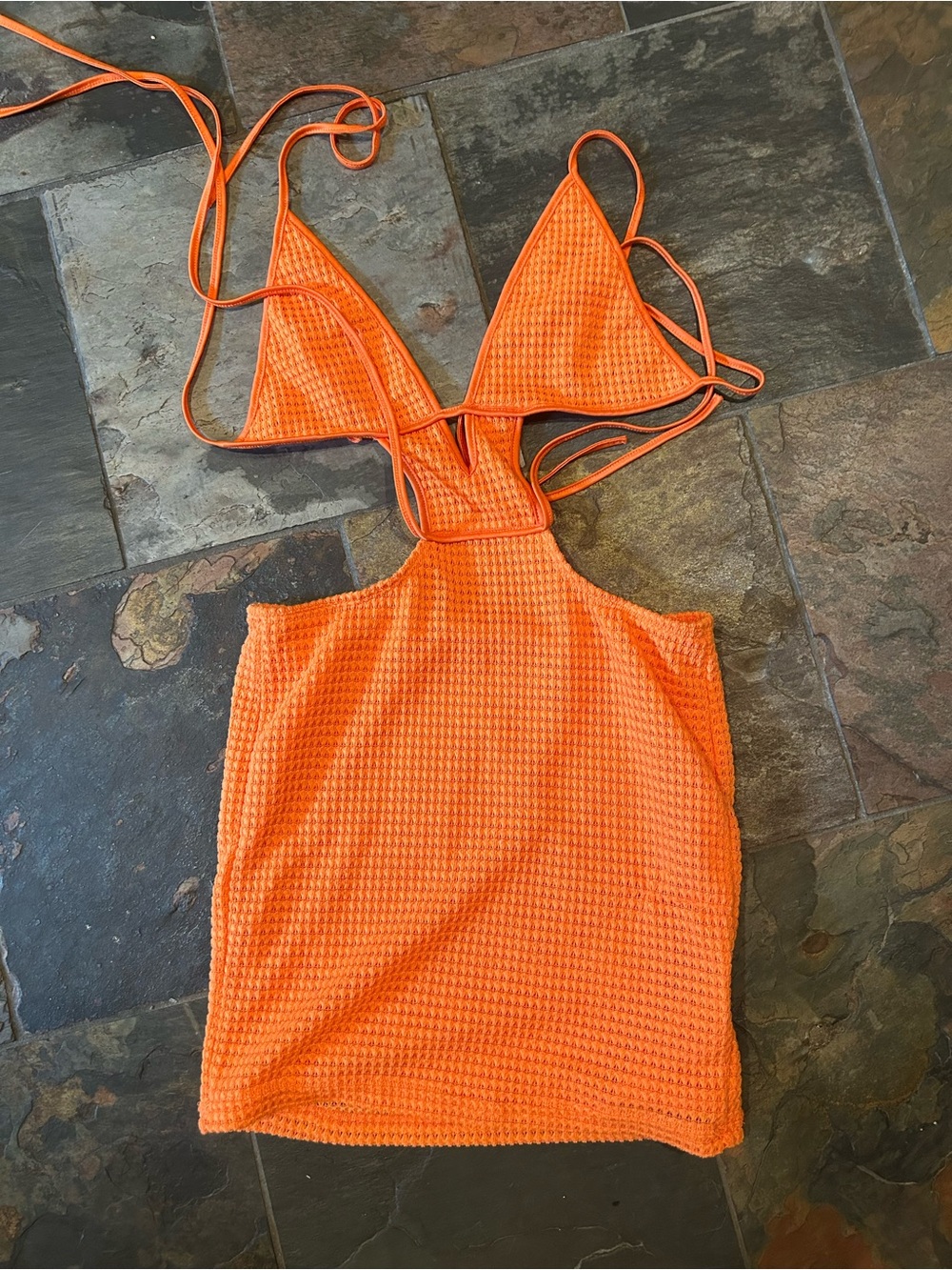 orange cutout mini dress